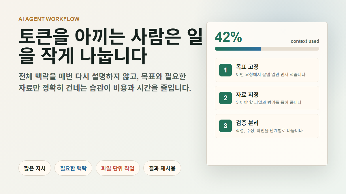 AI 에이전트 사용 시 토큰을 절약하는 작업 흐름